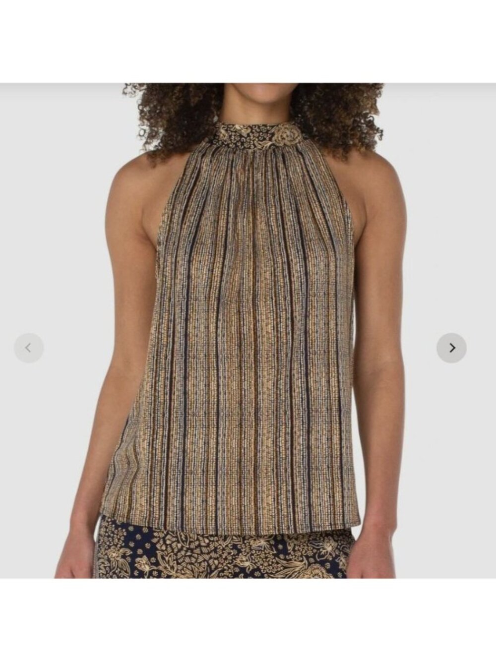 Liverpool Sleeveless Mock Neck Top Shirt Large Blue Striped New